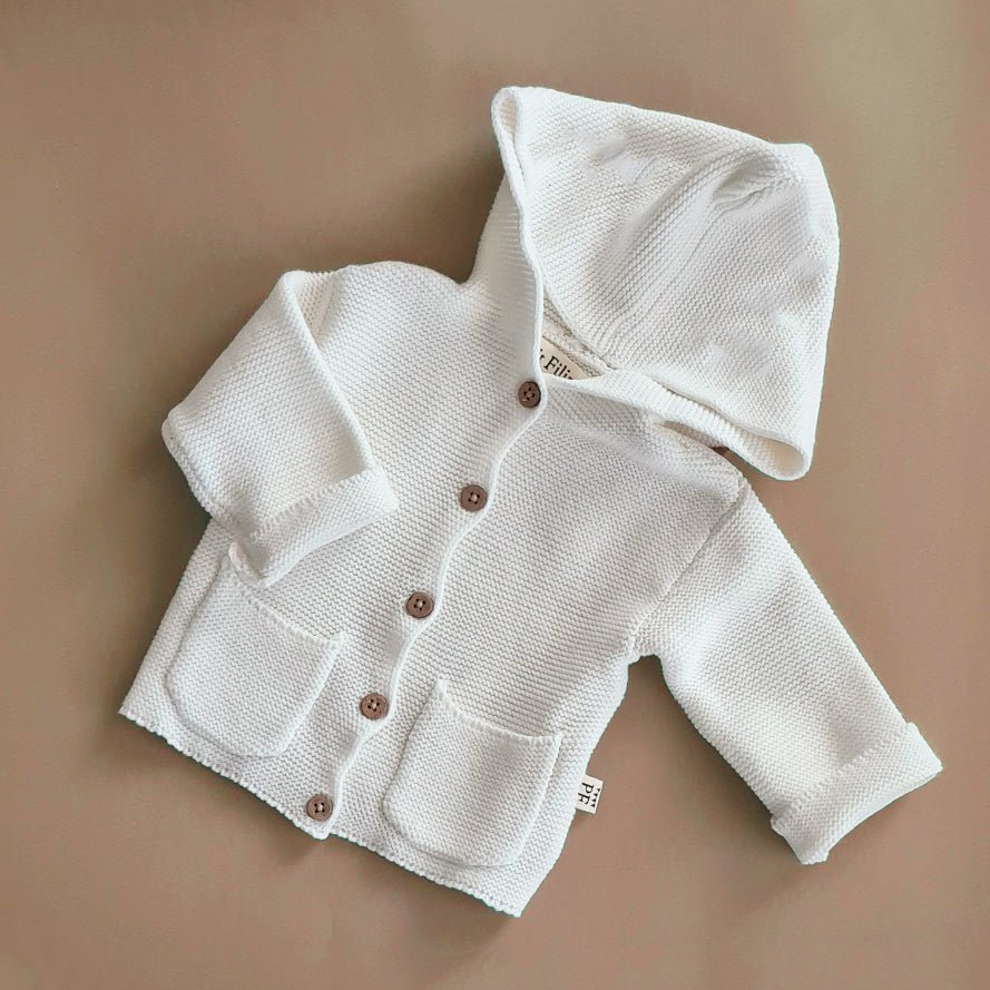 Hooded Cardigan Cotton Ivory