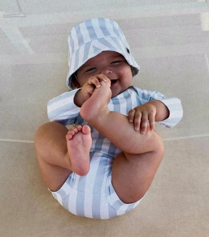 Baby Swimsuit - UPF50+ - Misty Blue Stripes