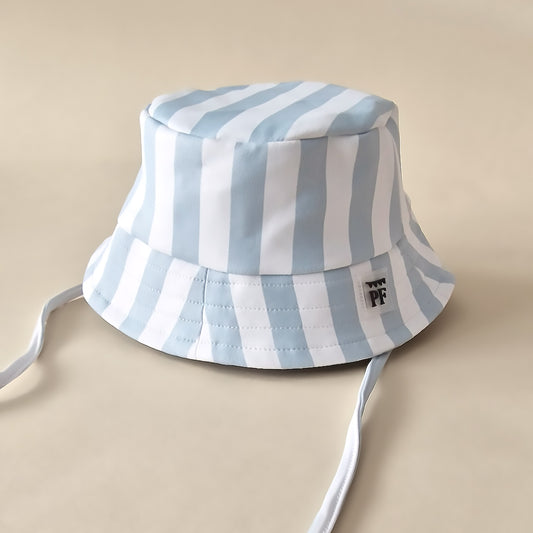 Swimwear - Bucket Hat - UPF50+ - Misty Blue Stripes - Petit Filippe