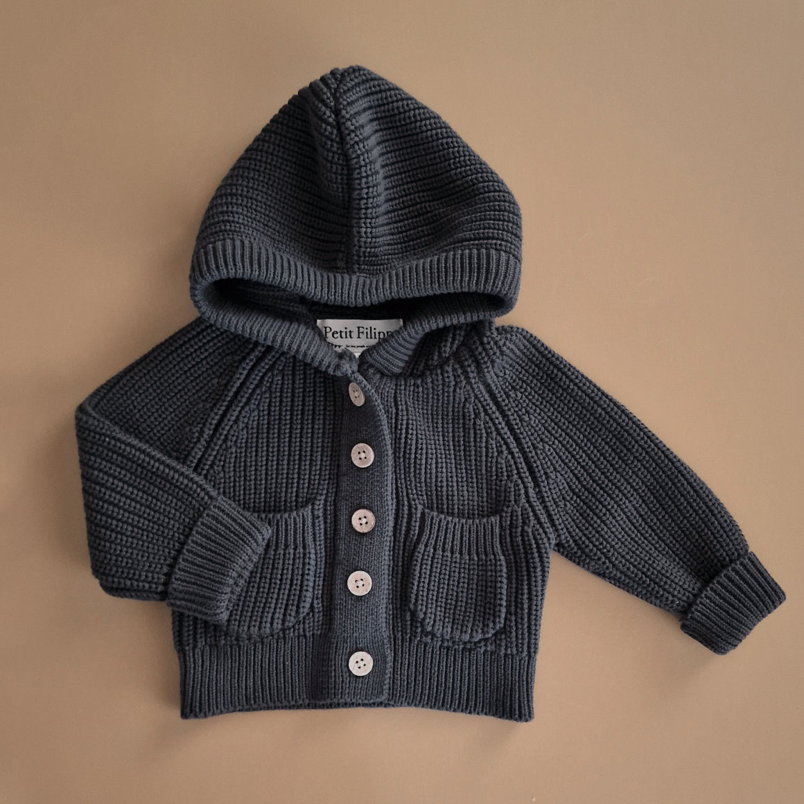 Chunky Hooded Cardigan - Cotton - Graphite