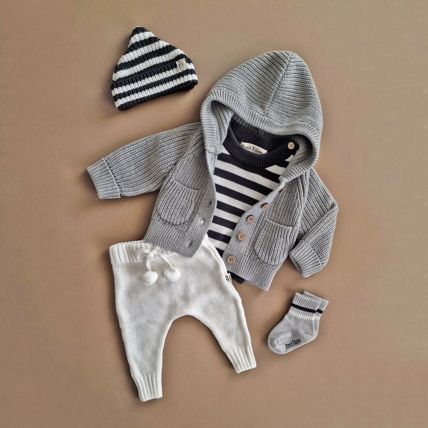 Chunky Hooded Cardigan - Cotton - Grey