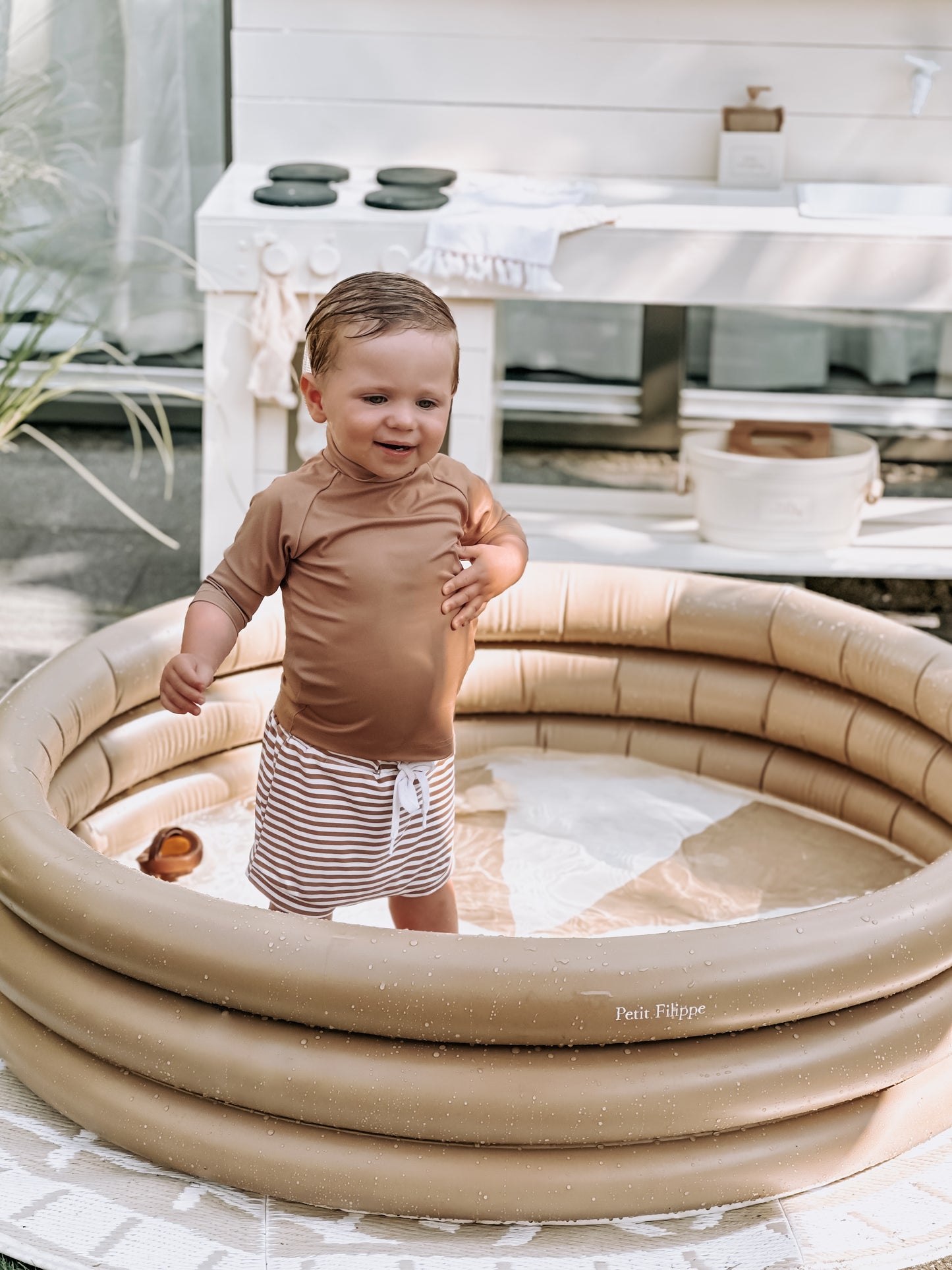 Inflatable Paddling Pool - Beige - 120 cm