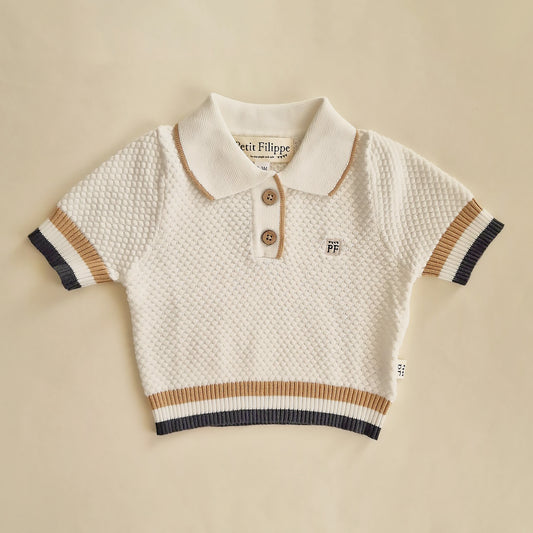 Knitted Polo Shirt - Ivory - Petit Filippe