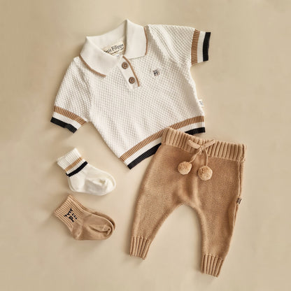 Knitted Polo Shirt - Ivory - Petit Filippe